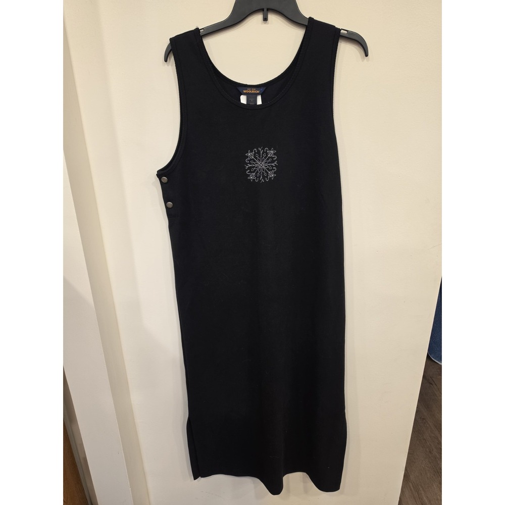 VINTAGE Woolrich Dress Women Medium Black Pullover Tank Cottage Midi Stretch